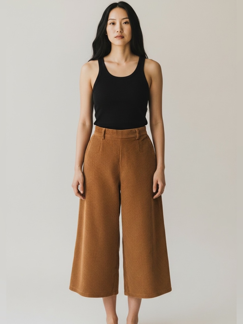NWOT See by CHLOÉ Tan Corduroy GAUCHO Cropped Palazzo Pants 36